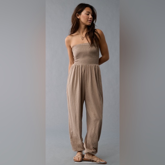 AE Sunchaser Knit Smocked Tube Jumpsuit - Picture 1 of 4